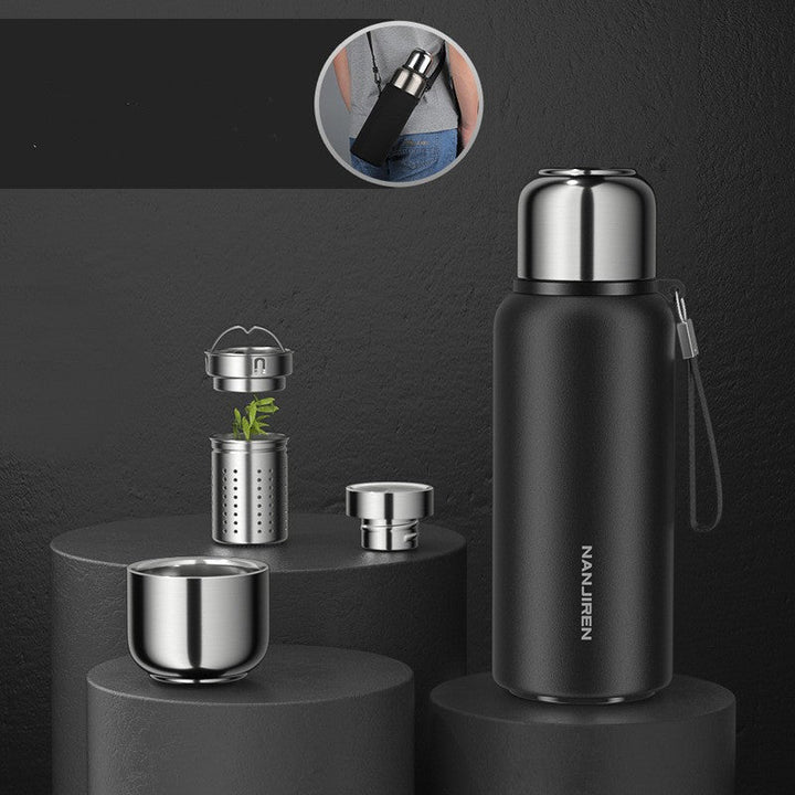 Lisslune | Insulated Thermos Water Bottle, with Tea Filter & Wide-mouth Opening, for Coffee, Tea & Cold Beverage