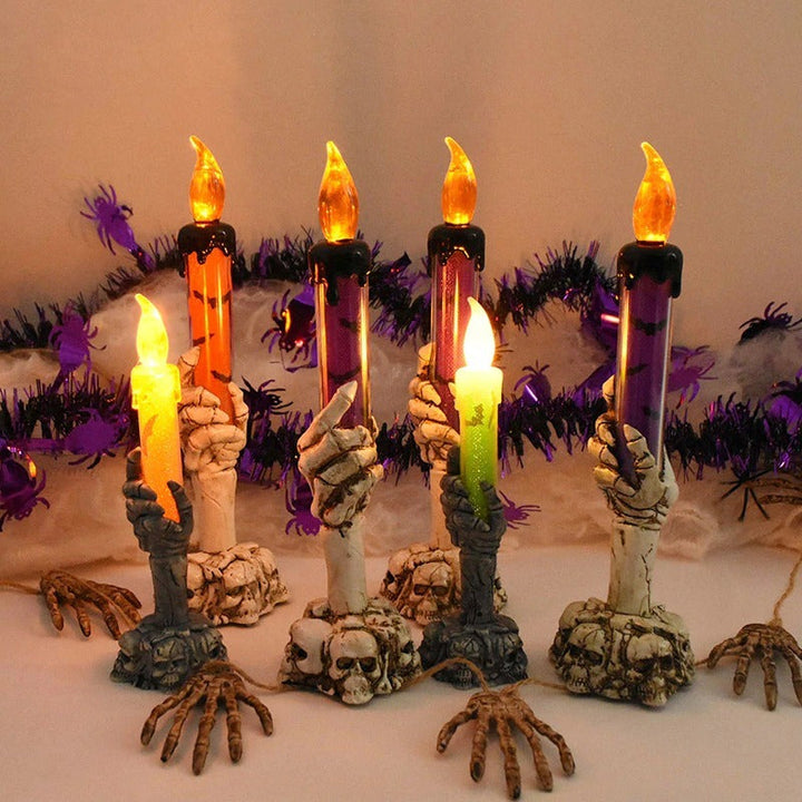 Lisslune | Halloween Ghost Hand Electronic Skeleton Candle Halloween Party Bar Props Decoration Glitter Lamp