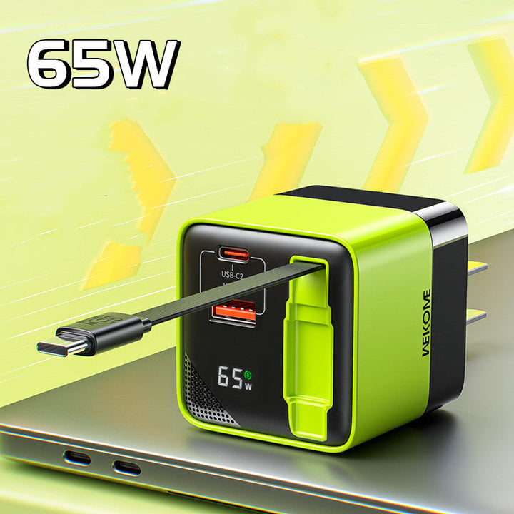 Lisslune | USB-C Multi-Port Charger With Built-In Retractable Cable