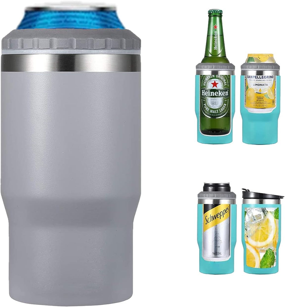 Lisslune | 4 in 1 stainless steel can/bottle insulator, 14Oz two-way lid SUS insulated can cooler, beer bottle holder (Black)