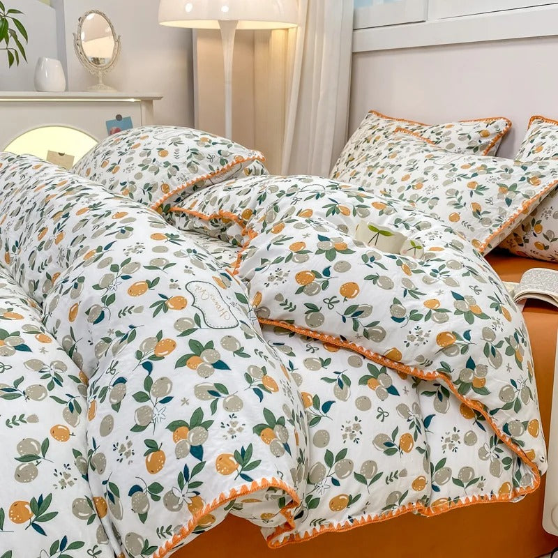 Lisslune | Blossom & Berry Dream Bedding Set 4pcs Floral Duvet Cover