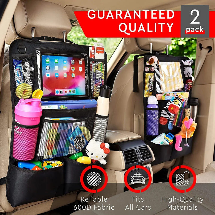 Lisslune | Backseat Organizer with Touchscreen Tablet Holder & Kick Mat Protector