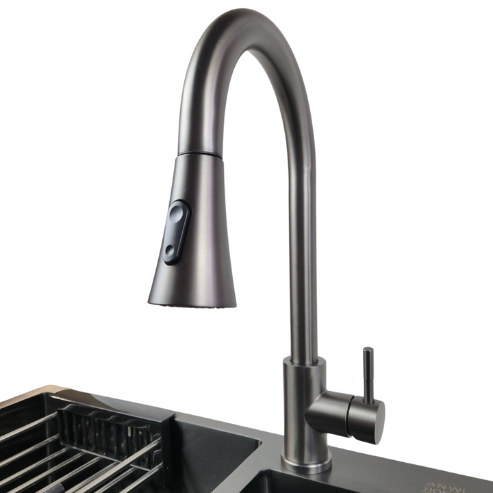 Lisslune | Kitchen Faucet JF-7020B with Pull-Out Head, Graphite, 2 Modes, 400mm
