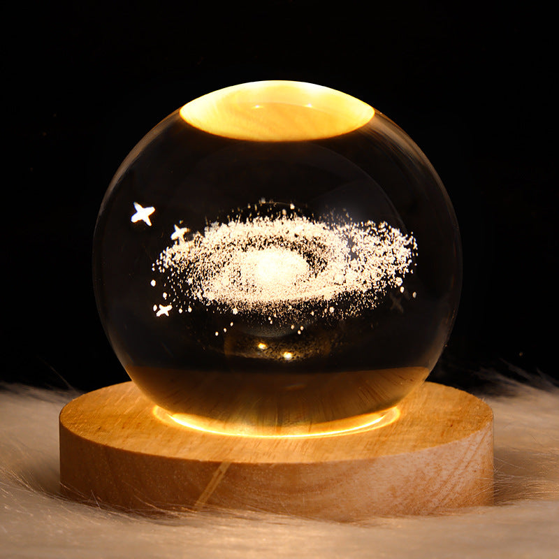 Lisslune | LED Night Light Galaxy Crystal Ball Table Lamp 3D Planet Moon Lamp Bedroom Home Decor For Kids Party Children's Birthday Gifts