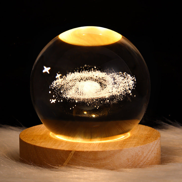 Lisslune | LED Night Light Galaxy Crystal Ball Table Lamp 3D Planet Moon Lamp Bedroom Home Decor For Kids Party Children's Birthday Gifts