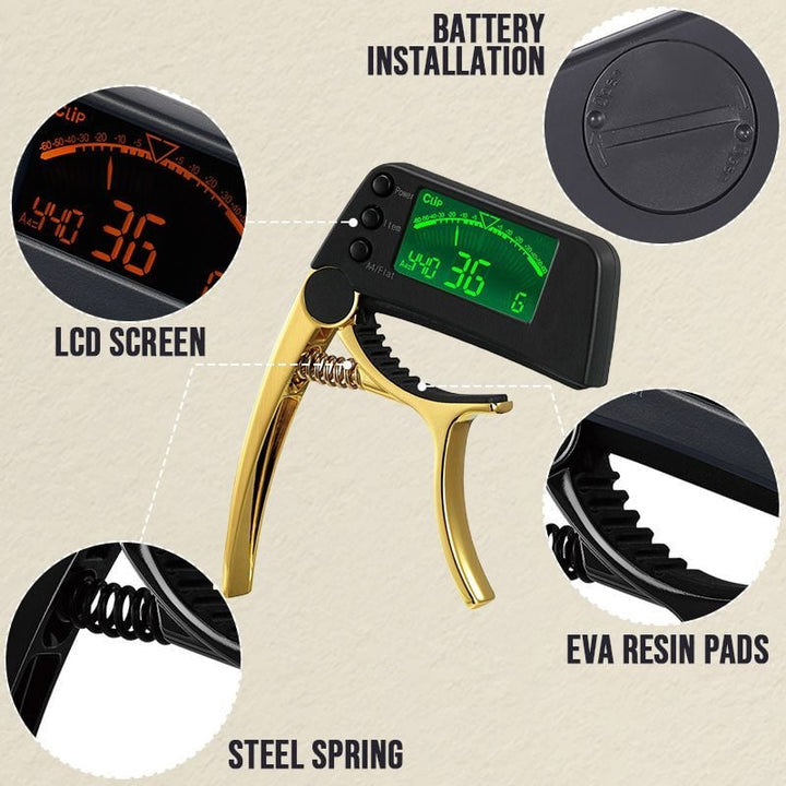Lisslune | DUAL-USE GUITAR CAPO TUNER WITH LCD DISPLAY