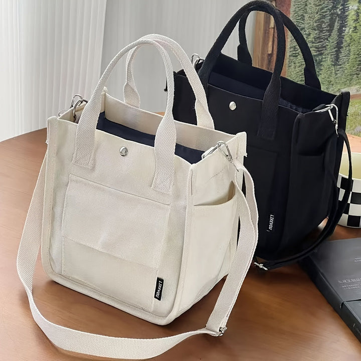Lisslune | UrbanEase Canvas Slingbag – White Shoulder Bag with Magnetic Closure and Adjustable Strap