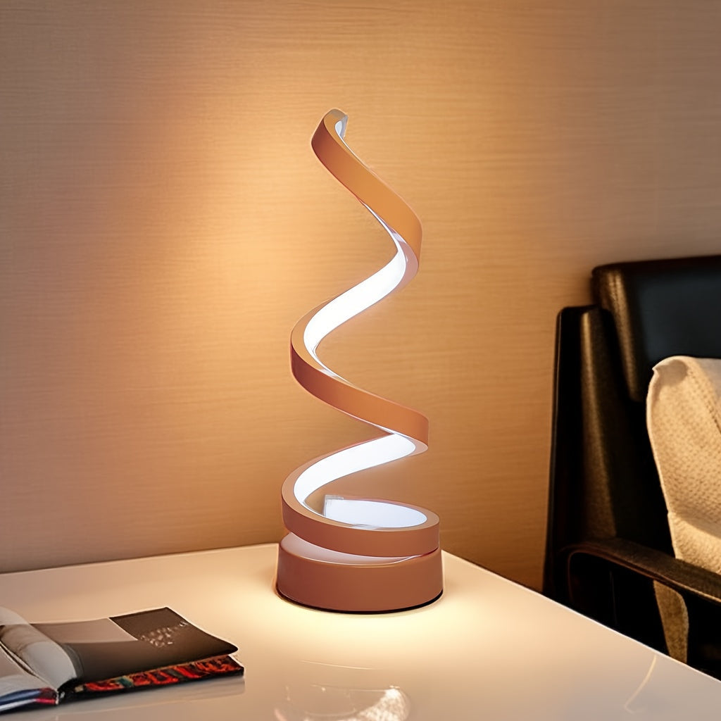 Lisslune | Modern Spiral Table Lamp – Creative LED Desk Lamp with Gentle Warm Light, Perfect for Bedroom, Living Room, and Study Decor