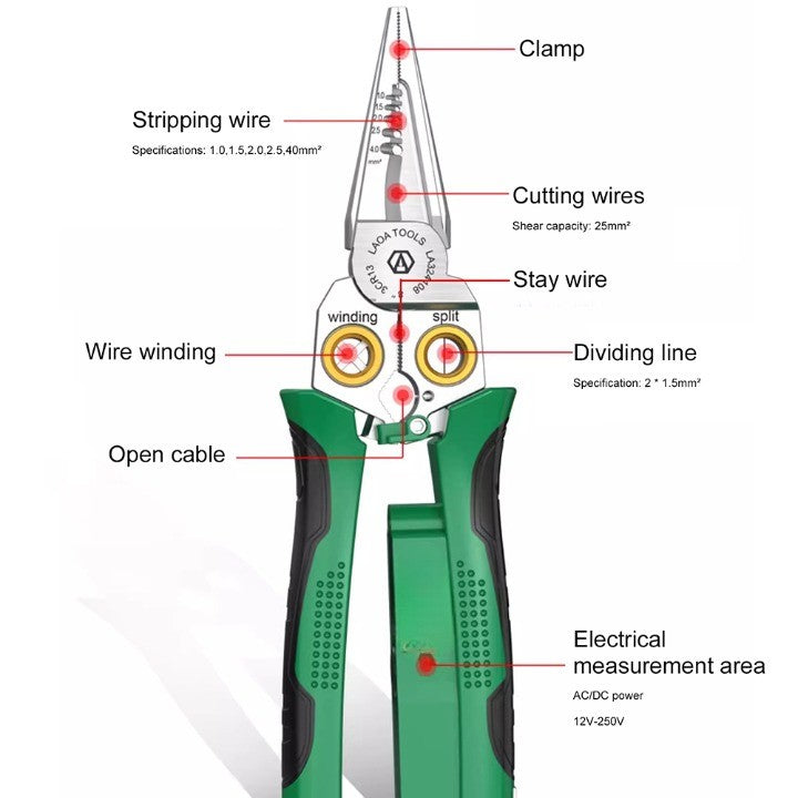Lisslune | 8in1 Electrician Multi-Tool Cable Stripping Pliers