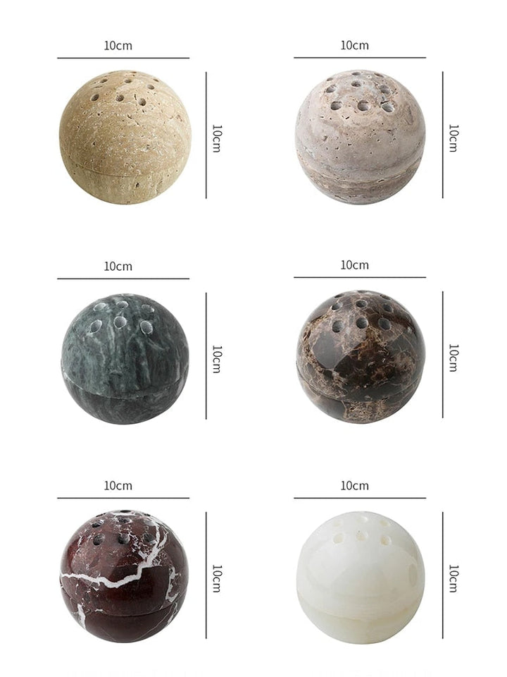 Lisslune | InstantSphere - 9-hole Travertine Incense Stick Holder