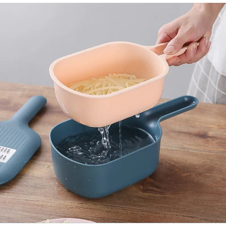 Lisslune | Multifunctional Vegetable Slicer With Catchment Container – Practical Kitchen Helper For Easy Cutting, Grating & Slicing