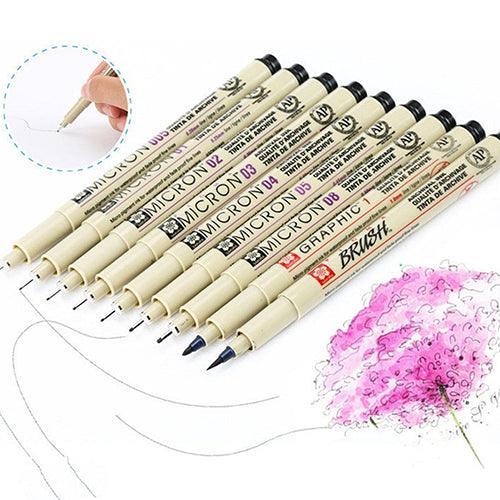 Lisslune | Micron Fine Liner and Brush Pen Collection - 9 essential tools for artists and professionals