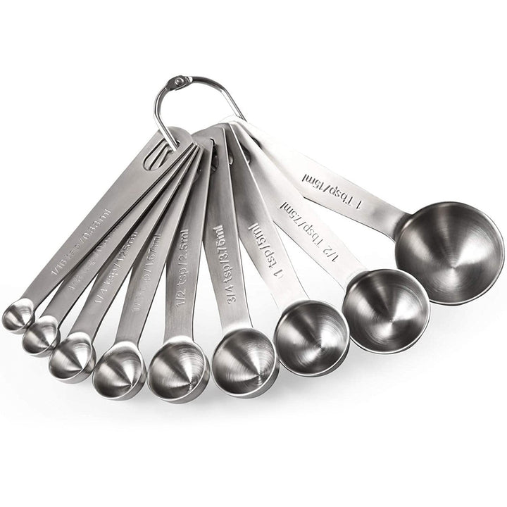 Lisslune | 9-piece set: stainless steel measuring spoons for dry and liquid ingredients