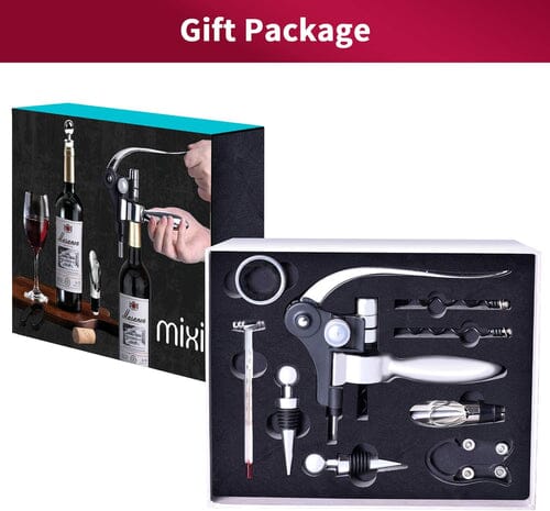 Lisslune | 9-piece set: corkscrew set with corkscrew, foil cutter, thermometer, stopper and more