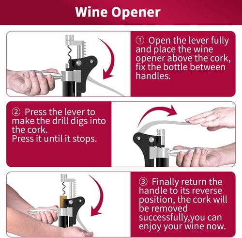 Lisslune | 9-piece set: corkscrew set with corkscrew, foil cutter, thermometer, stopper and more