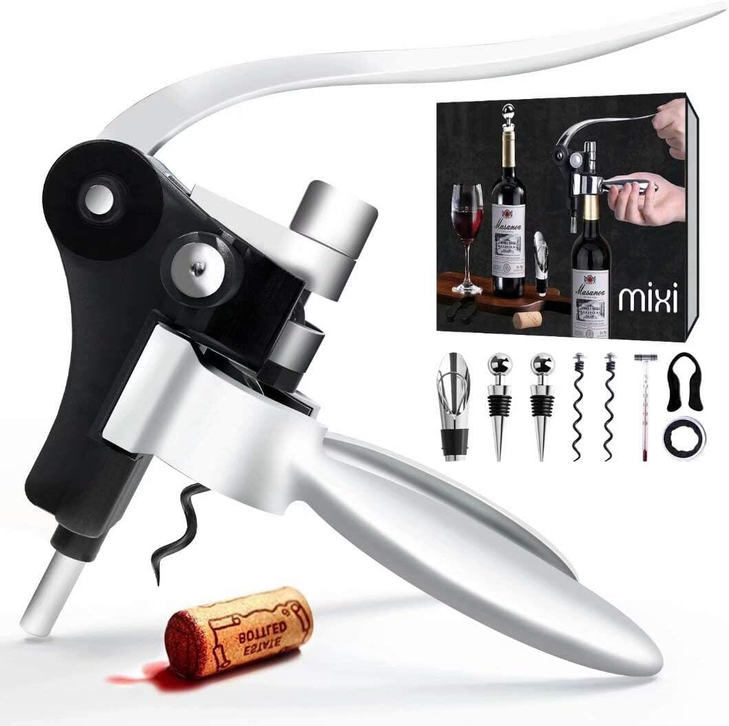 Lisslune | 9-piece set: corkscrew set with corkscrew, foil cutter, thermometer, stopper and more
