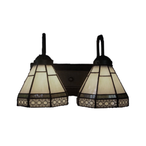 Skørter | Beige Glass Cone Wall Light Tiffany 2 Heads Black Wall Mounted Light for Living Room