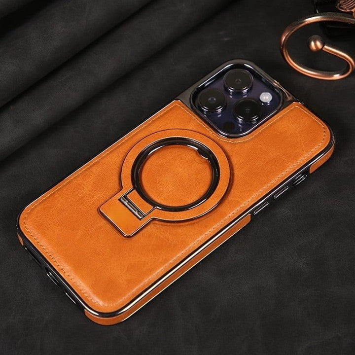 Lisslune | Luxury Leather Invisible Stand iPhone Case