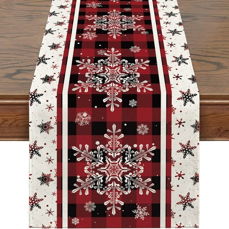 Lisslune | Linen Christmas Table Runner Snowman Christmas Tree Home Dining Table Cloth Tablecloth 2023 Christmas Noel Christmas Decorations 2024