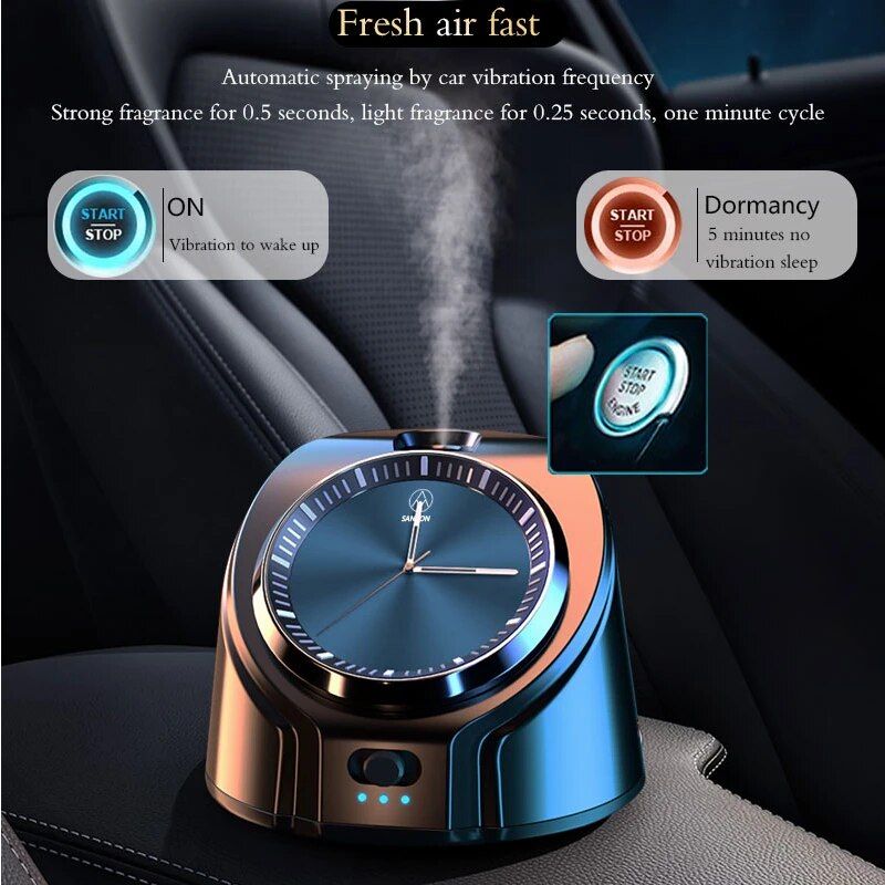 Lisslune | Wireless Car Aroma Nebulizer with Essential Oils and Clock