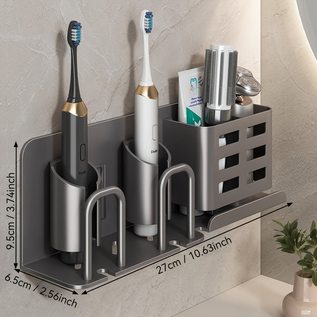 Lisslune | BristleHub Wall-Mounted Electric Toothbrush Holder – Aluminium Bathroom Organiser with Drainage Holes
