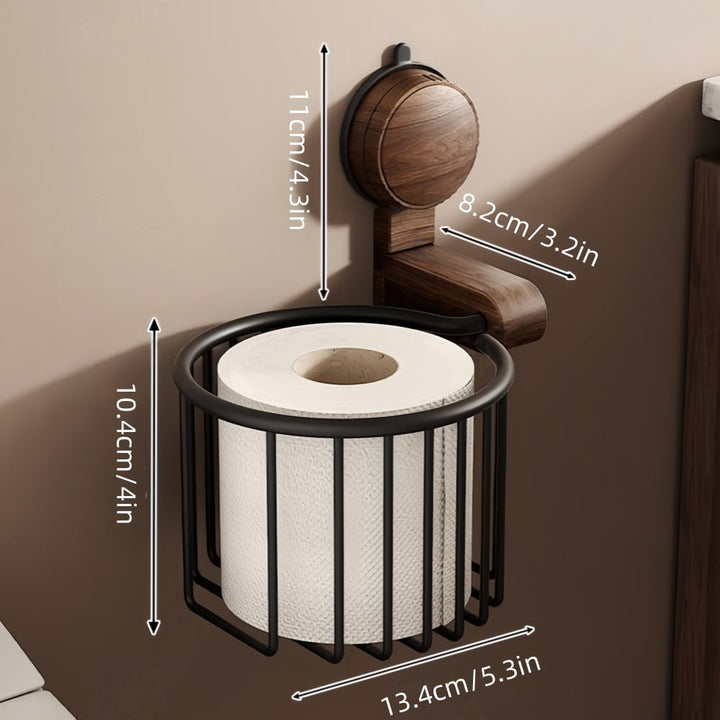 Lisslune | Suction Cup Walnut Paper Towel Holder