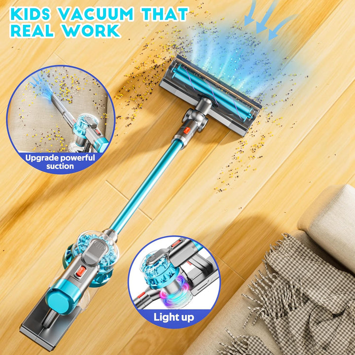 Lisslune | 4-in-1 Kids Vacuum Cleaner | Real Working Toy Vacuum with Lights & Sounds