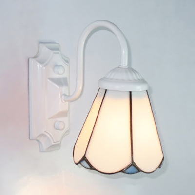 Lisslune | White Lily Wall Light Tiffany 1 Head Stained Glass Wall Mounted Light for Hallway