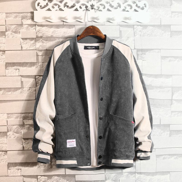Men's Fashionable Leisure Jacket with Textured Surface and Contrast Sleeves Lisslune