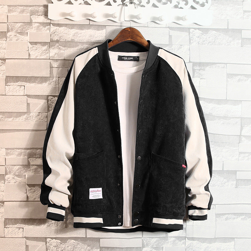 Men's Fashionable Leisure Jacket with Textured Surface and Contrast Sleeves Lisslune
