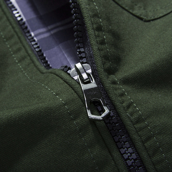 Men's Casual Utility Jacket with High Collar and Multiple Pockets Lisslune