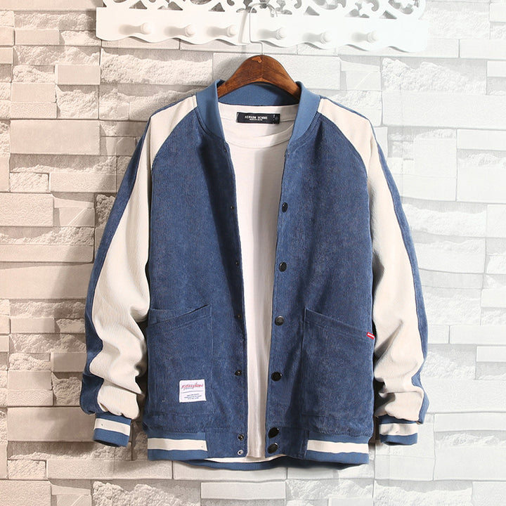 Men's Fashionable Leisure Jacket with Textured Surface and Contrast Sleeves Lisslune
