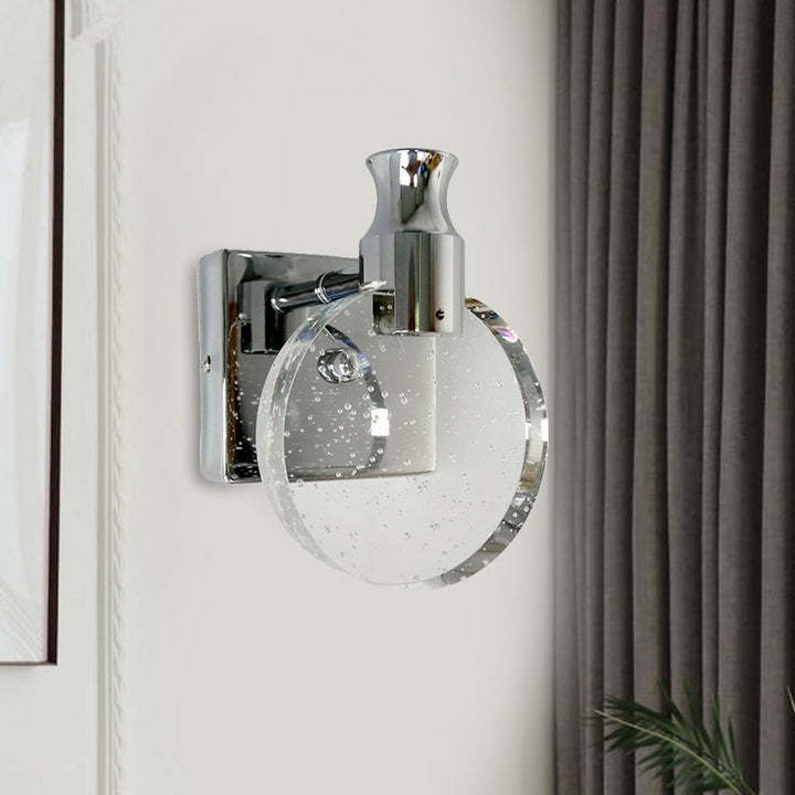 Lisslune | Circle Wall Light Lighting Contemporary Crystal LED Surface Mounted Fixture for the Living Room in Silver