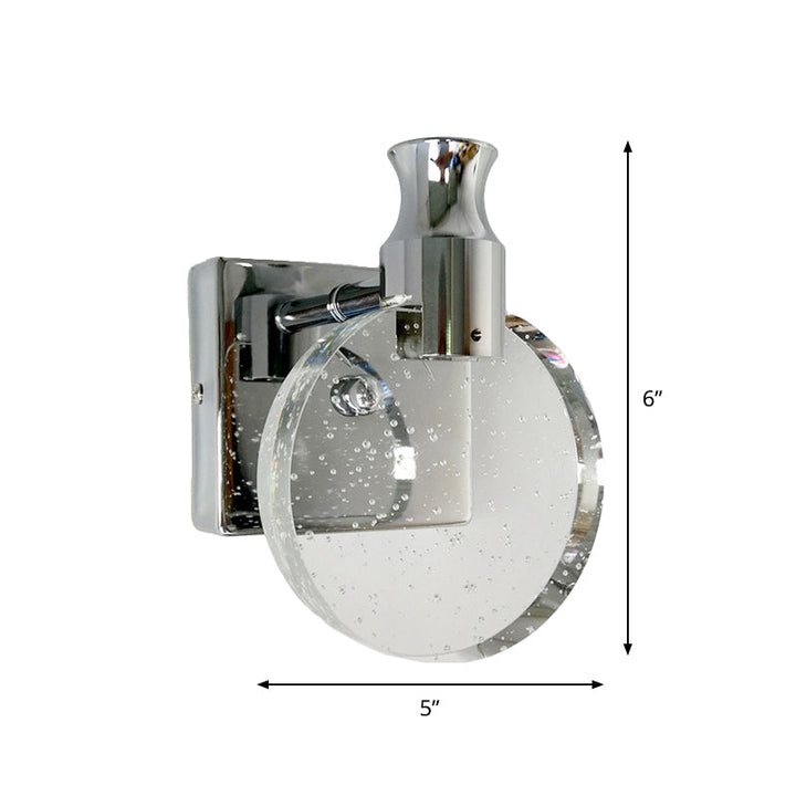 Lisslune | Circle Wall Light Lighting Contemporary Crystal LED Surface Mounted Fixture for the Living Room in Silver