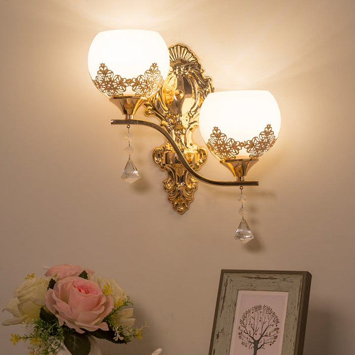 Lisslune | Crystal Arch Wall Light Post-Modern 2 Bulbs Wall Lighting Idea in Gold