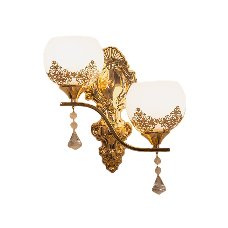 Lisslune | Crystal Arch Wall Light Post-Modern 2 Bulbs Wall Lighting Idea in Gold