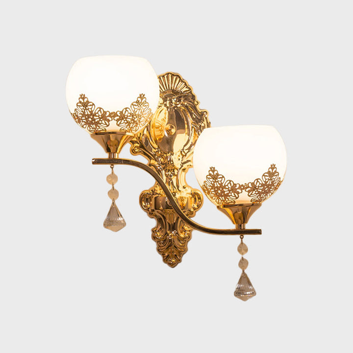 Lisslune | Crystal Arch Wall Light Post-Modern 2 Bulbs Wall Lighting Idea in Gold