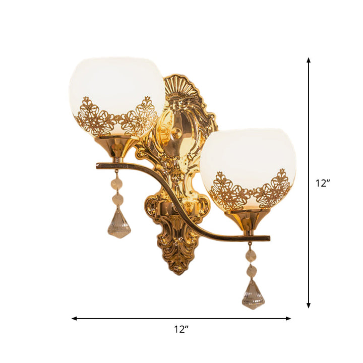 Lisslune | Crystal Arch Wall Light Post-Modern 2 Bulbs Wall Lighting Idea in Gold