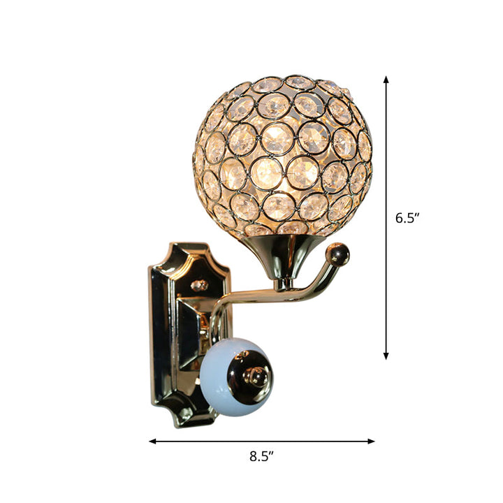 Lisslune | Modernist Circle Wall Lamp 1 Main Crystal-Inlay Wall Mount Light Fixture in Gold