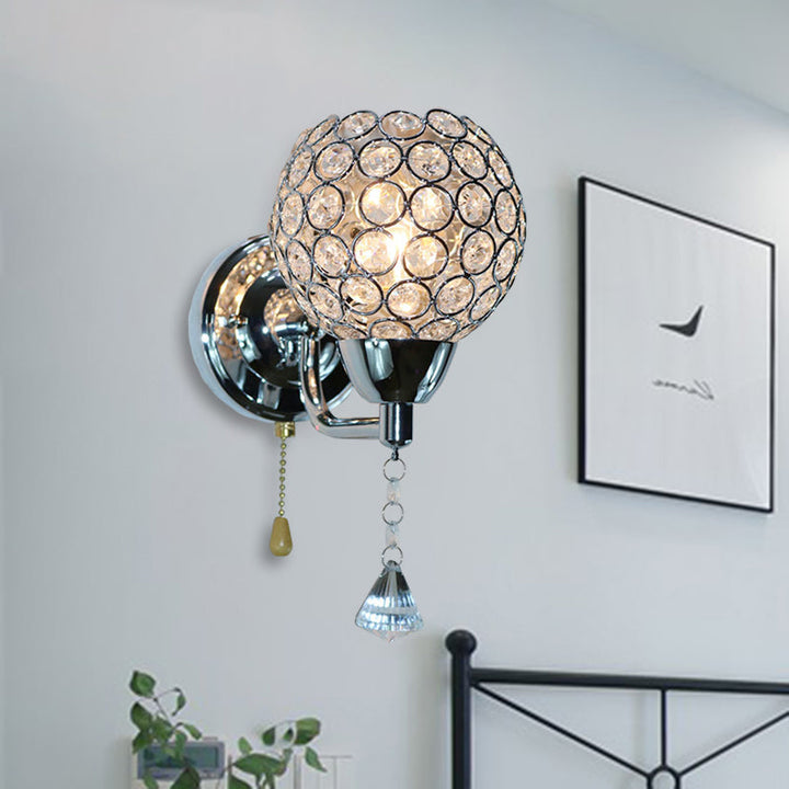 Lisslune | 1-bulb wall light Modernist Nickel Faceted Clear Glass Wall Lamp