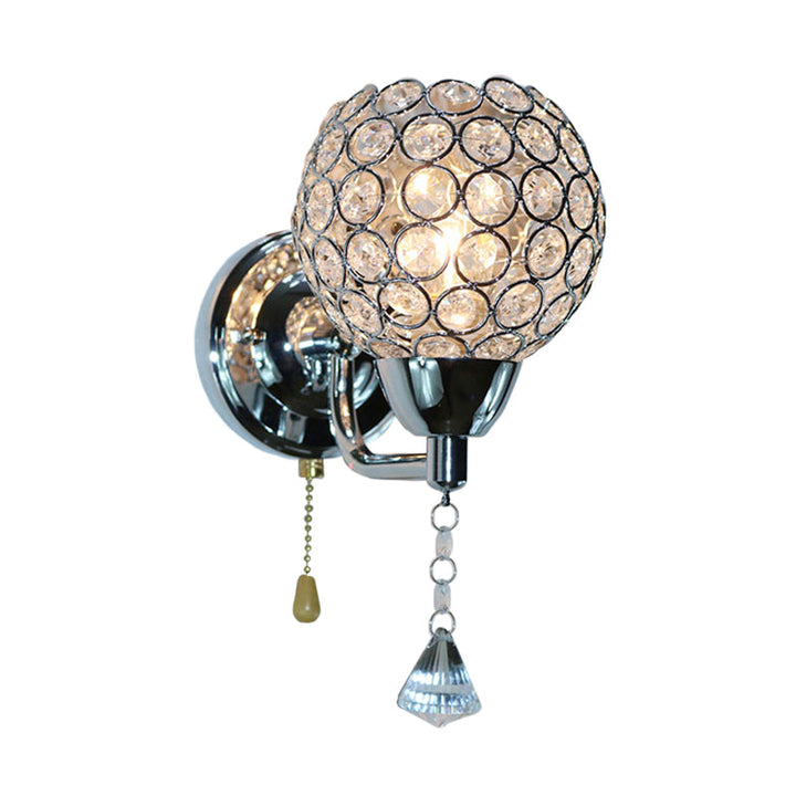 Lisslune | 1-bulb wall light Modernist Nickel Faceted Clear Glass Wall Lamp