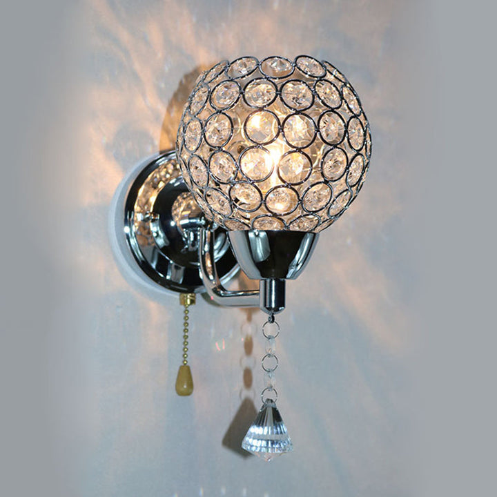 Lisslune | 1-bulb wall light Modernist Nickel Faceted Clear Glass Wall Lamp