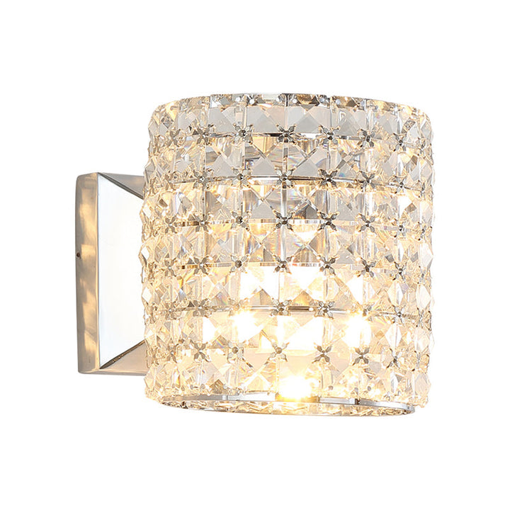Lisslune | Clear Crystal Block Wall Light Sconces Cylinder 1-Light Contemporary Wall Lighting Fixture