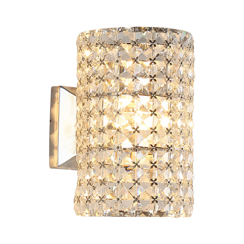 Lisslune | Cylindrical Wall Light Minimalistic 1 Light Clear Crystal Shade Block Wall Lighting Idea