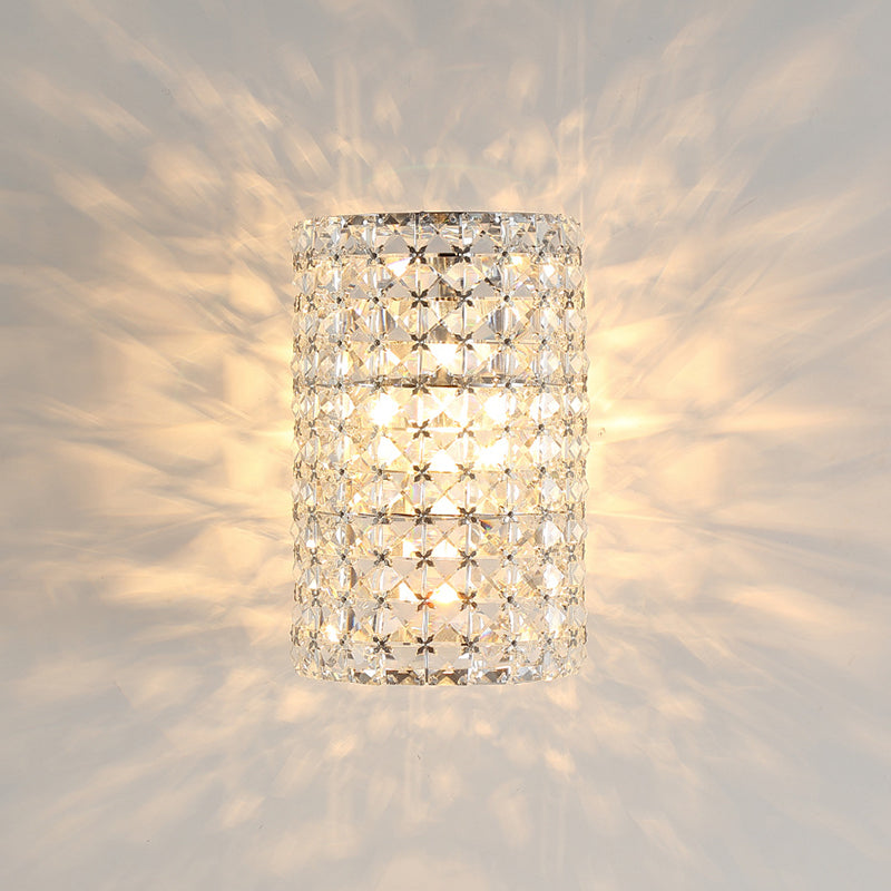 Lisslune | Cylindrical Wall Light Minimalistic 1 Light Clear Crystal Shade Block Wall Lighting Idea