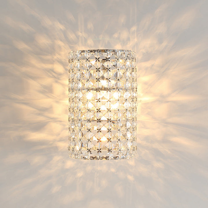 Lisslune | Cylindrical Wall Light Minimalistic 1 Light Clear Crystal Shade Block Wall Lighting Idea