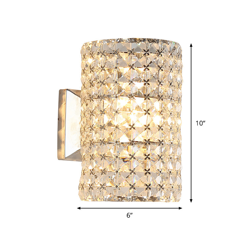 Lisslune | Cylindrical Wall Light Minimalistic 1 Light Clear Crystal Shade Block Wall Lighting Idea