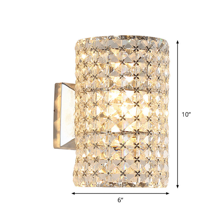 Lisslune | Cylindrical Wall Light Minimalistic 1 Light Clear Crystal Shade Block Wall Lighting Idea