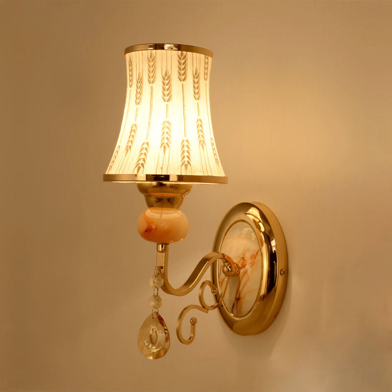 Lisslune | Gold Wall Light Contemporary 1 Light Textured Glass Wall Mounted Light Fixture for Living Room
