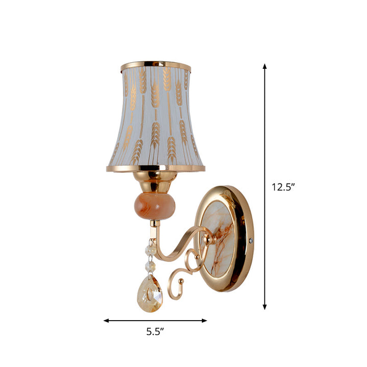 Lisslune | Gold Wall Light Contemporary 1 Light Textured Glass Wall Mounted Light Fixture for Living Room